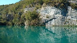 日落,湖,藍色