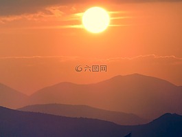 日落,山,太陽