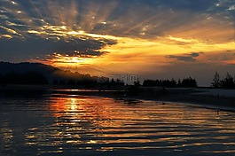 日落,海,天空