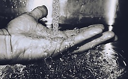 特写,手,水