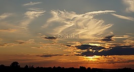 日落,云,天空