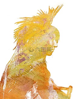 印度,繪圖,水彩