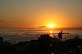 日出,海,視圖