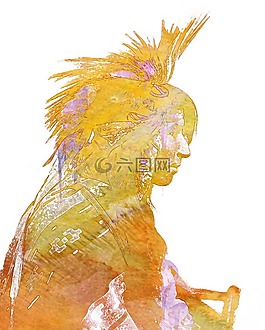 印度,水彩,繪圖