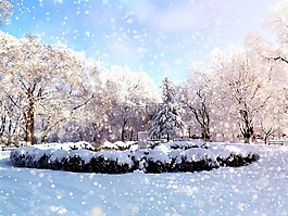 公園,冬季,雪