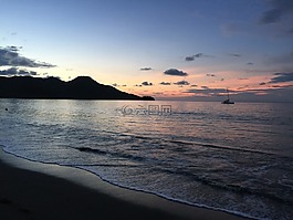 日落的海洋,海灘海洋天空,健康角度來看