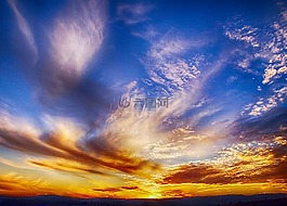 日落,紅色,藍色