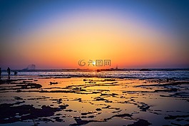 天空,日落,晚上