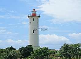 灯塔,白,高大