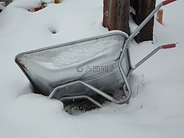 獨輪車,雪堆,雪