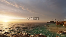 水,海,全景