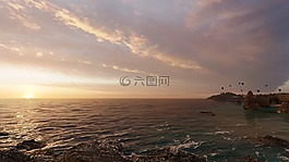 日出,海,水