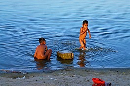 緬甸,浴,兒童