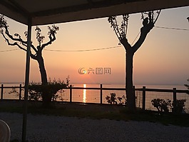 日落,加爾達(dá),湖