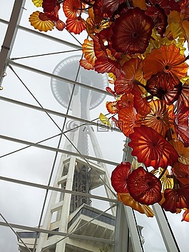 空间针,西雅图,chihuly 博物馆