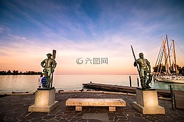 日落,天空,景觀