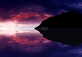 天空,日落,水
