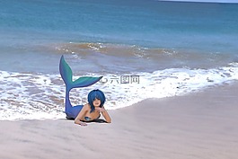 美人魚(yú),水,海灘