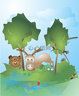 狩猎,在森林里,鹿