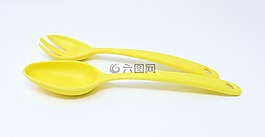 沙拉服務器,塑料,黃色