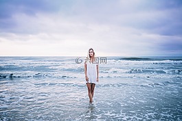 海灘,美麗,金發(fā)女郎