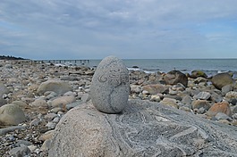 石,雕塑,海