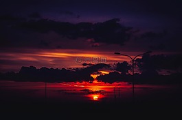 日落,黃昏,天空