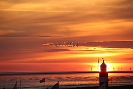 日落,北海,abendstimmung