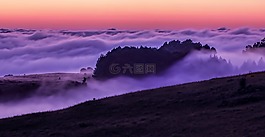云,薄霧,日出