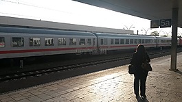 火車站,旅行,女子