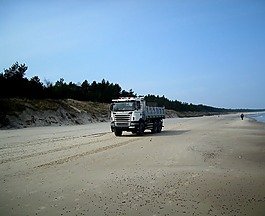 卡車,海灘,沙