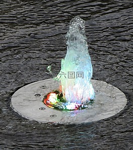 噴泉,水,燈