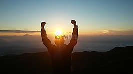 日出,山,自然