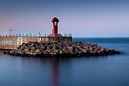 燈塔,海,海灘