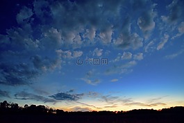 日落,云,夜晚的天空