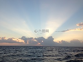 日出,海洋,水