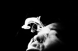 男子,黑色和白色,煙