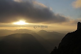 日出,山,西班牙