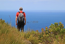 流浪者,海,徒步旅行