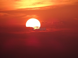 日落,傍晚的天空,太陽