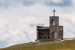 小教堂,山,高山