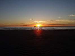 海灘,日落,浪漫
