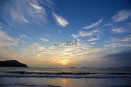 日出,海滩,风景
