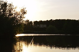 湖,水,日落