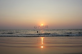 日落,水,太陽(yáng)