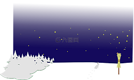 夜,冬天,森林