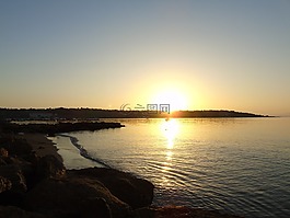 黎明,海,地平線