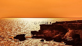日落,陰影,海