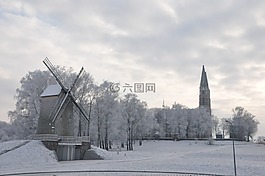 podlasie,冬季,風(fēng)車