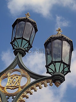 路燈,裝飾的,天空